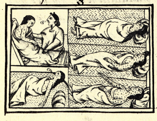 Dibujo en el Códice Florentino reflejando el impacto del mal entre los indígenas mesoamericanos. Wikimedia C.